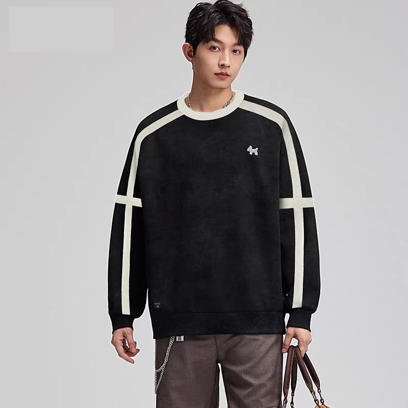 Men s Korean Style Patchwork Embroidery Slim Fit Long-Sleeve Hoodie XL