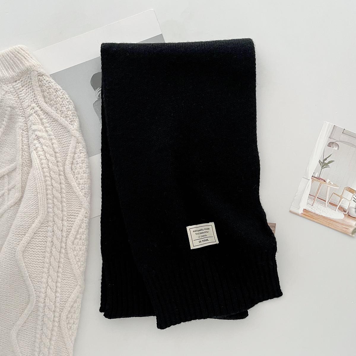 

Luxury Winter 100% Wool Scarf Women Knitted Solid Cashmere Handkerchief Warm Pashmina Female Chuncky Shawl Pareo Soft Bufanda 23x160cm