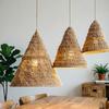 Hemp Rope Lampshade Tapered Woven Pendant Light Shades Rustic Boho Hand-woven Lamp Cover