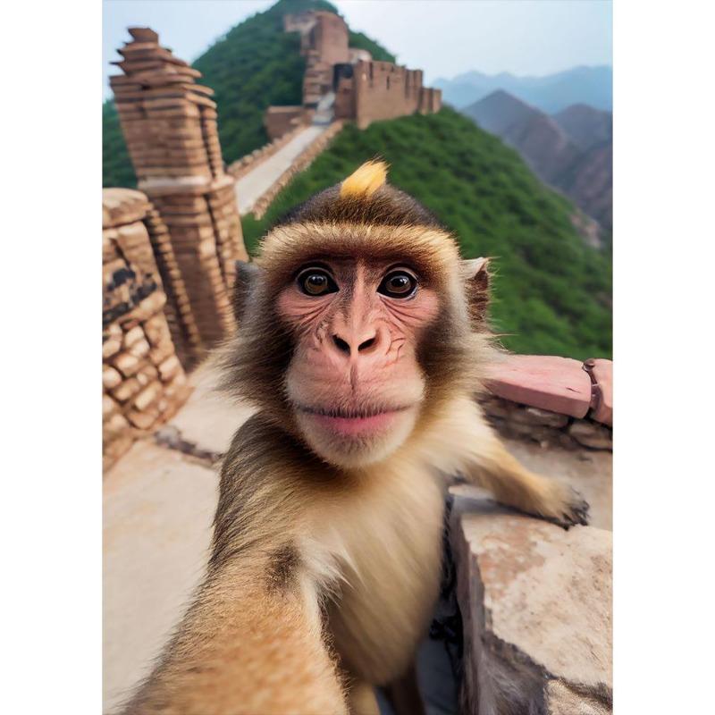 Funny Monkey Selfie Happy Chimpanzee Poster with Print Canvas Painting Animal Wall Art for the Living Room Home Decor Cuadros