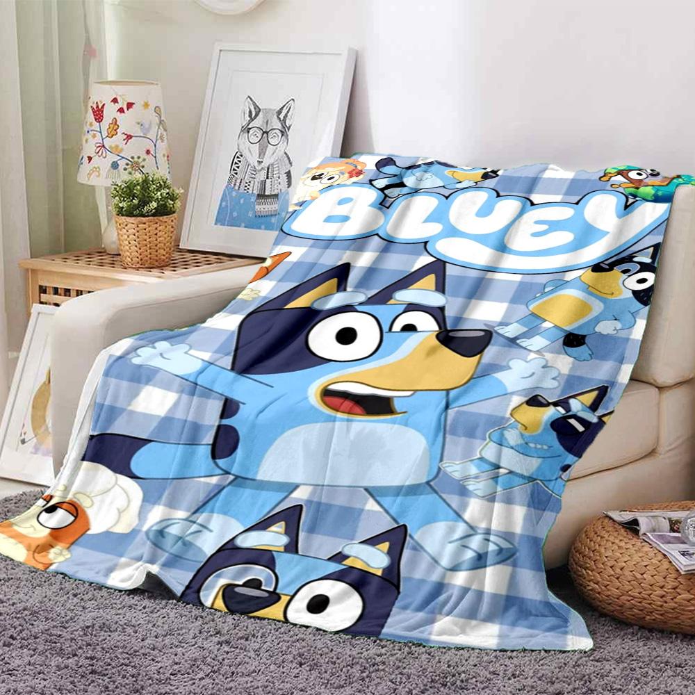 Bluey Print Flannel Blanket High Quality Warm Comfortable Cover for All Seasons Perfect for Gifts Home Decor
