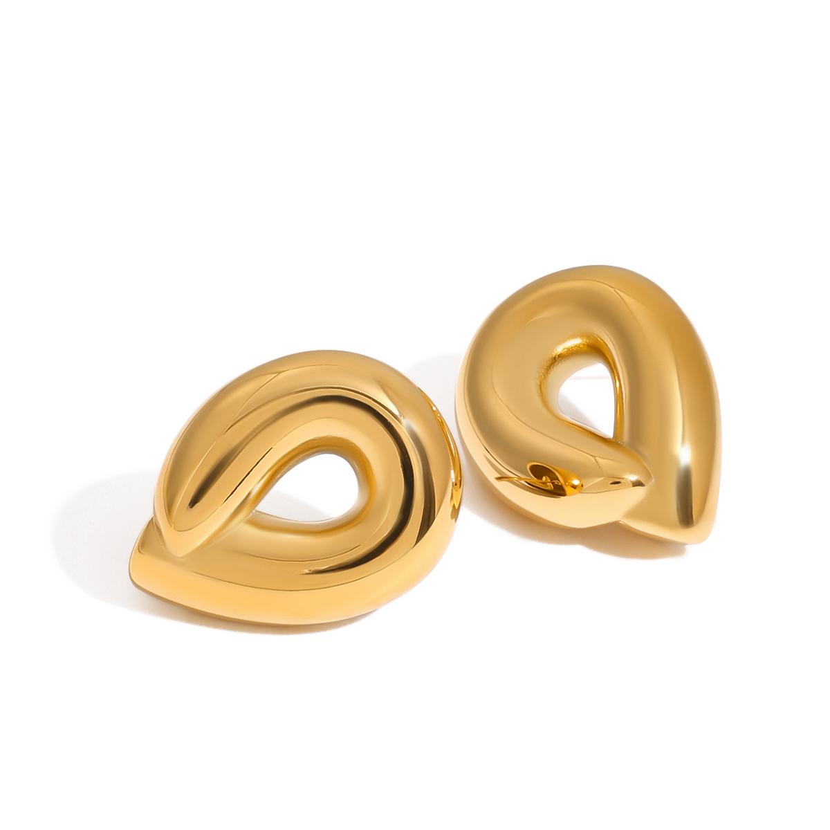 Yori Stainless Steel Polished Simple Hollow Earrings for Women Simple Fashion Geometric Jewelry Summer Gift золотистый