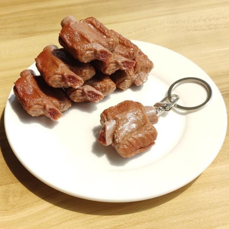 E Portachiavi a Forma di Costine di Maiale in Agrodolce per Amanti del Cibo