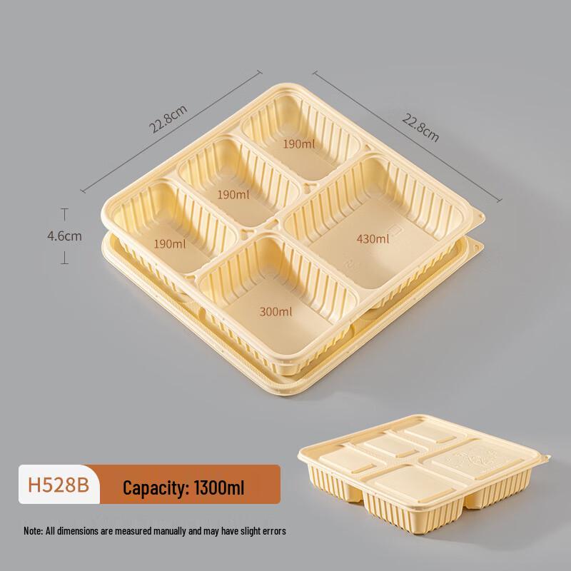 Biodegradable Round 5-Compartment Takeaway Containers