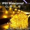 10M 100LED Solar Rope Strip Lights Waterproof Tube Rope Garland Fairy Light Strings for Outdoor Indoor Garden Christmas Decor