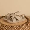French thick-soled cool slippers women's summer outer wear casual style versatile sandals wrinkled cross-strap French women's shoes soft sole