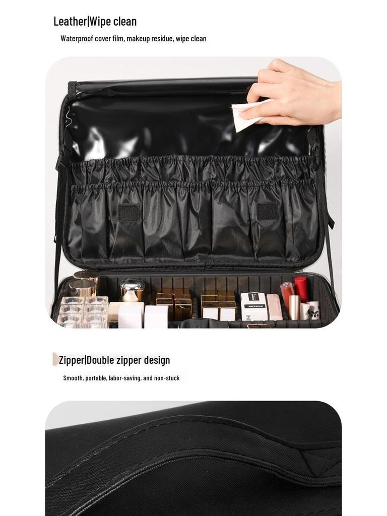 Elegancka kosmetyczka z haftem: Lekki, Duża pojemność, Profesjonalne przechowywanie dla artystów