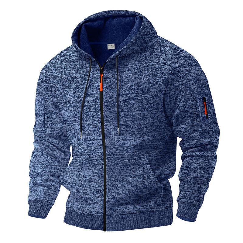 Felpa con cappuccio vintage da uomo in pile con tasche con cerniera per abbigliamento invernale casual