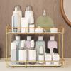 Badezimmer-Aufbewahrungsregal Gold Weiß 2 Etagen Make-up-Regal Humanisierte Struktur Anti-Rutsch-Arbeitsplatte