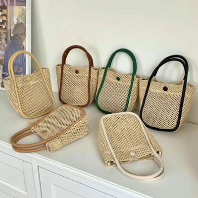 Francouzská slaměná proutěná taška na plážovou dovolenou Taška přes rameno V malé svěží kabelce Ležérní všestranná Taška přes rameno Crossbody