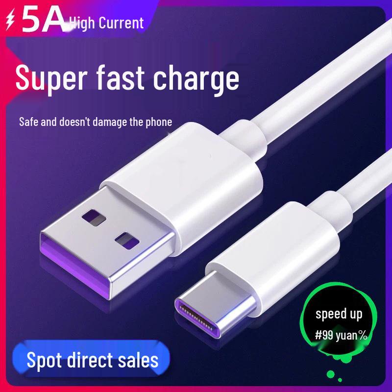6A Dual Type-C 120W Fast Charging PD Cable for Huawei & Xiaomi - Braided, Flash Charging Compatible 25 cm