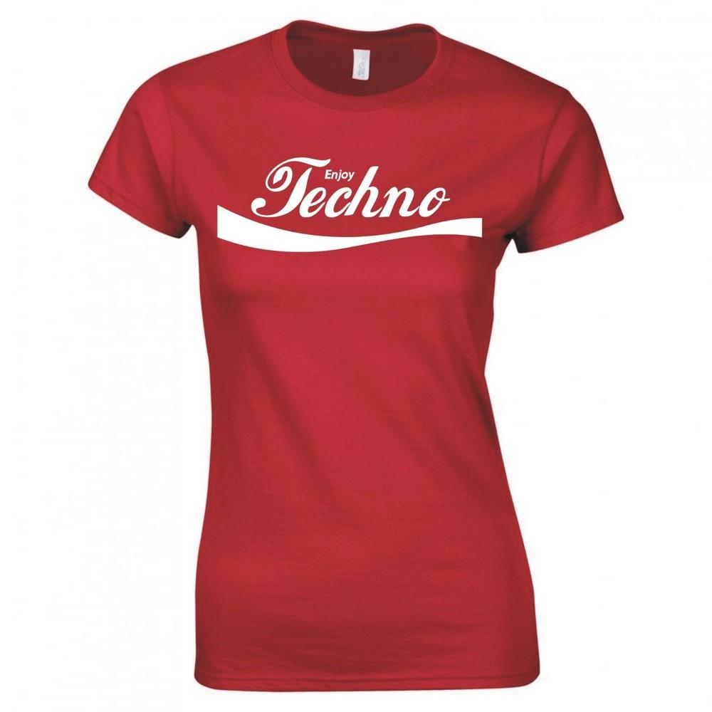 Funny Enjoy Techno Music Ladies Skinny Fit Tshirt S