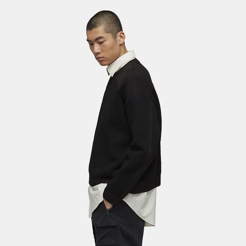 Y-3 Utility Crew Autumn Winter Knit Sweater Men Sweater Black 39-H63084