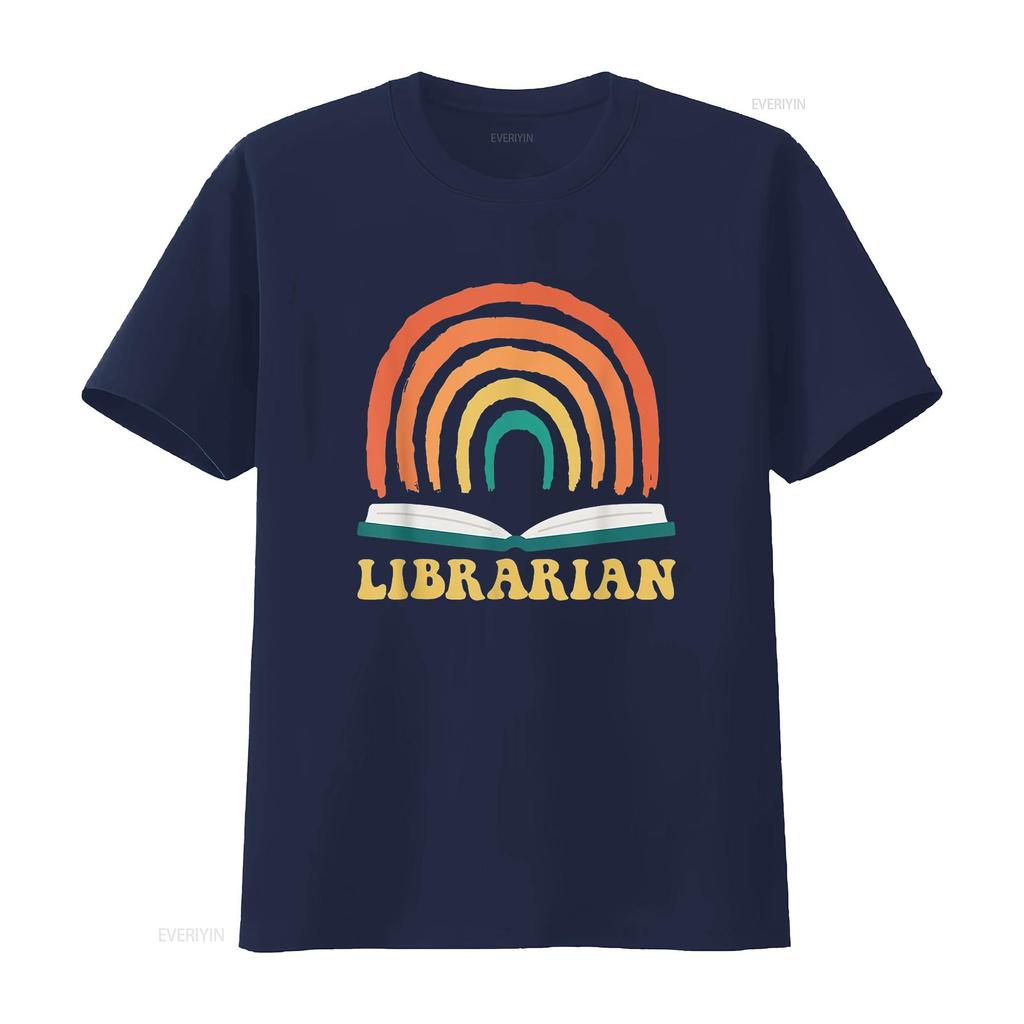 Librarian Vintage Reading Books Retro Rainbow Trendy Women s T Shirt  Summer Top with Unique Print vintage Washed Stretched