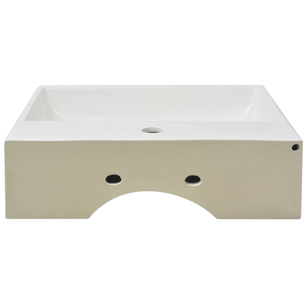 vidaXL Sink with Faucet Hole Ceramic White 51.5x38.5x15 Cm