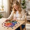 Wooden Puzzle Rose Flower Design Animal Shape 3 6MM Thickness Interlocking Pieces Educational Craft DIY Assembly Model