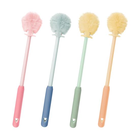 Bekerborstel Siliconen Flesborstel BPA-Vrij Voedselkwaliteit Diepe Reiniging 360-Graden Flexibel Zachte Borstelharen Hygiënisch Babyflesborstel