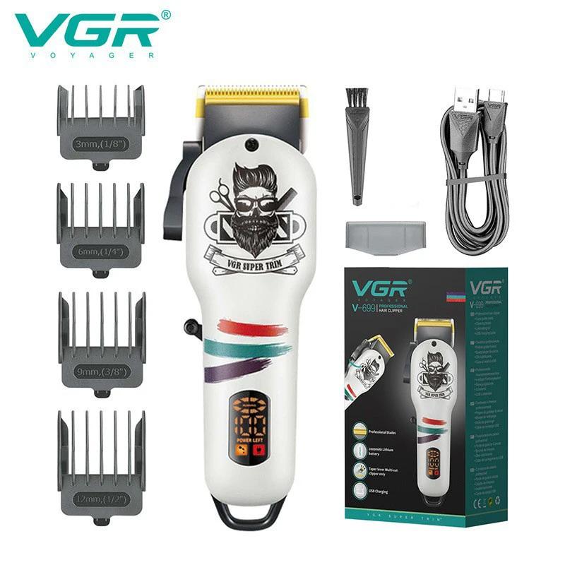 

VGR 699 Rechargeable Vintage Compact Electric Hair Beard Trimmer Men s Grooming Body Face Cut Beard Electric Professional Intelligent Digital Display белый