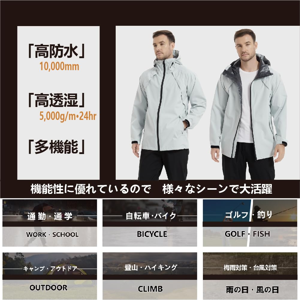 TopKylin Regen Golf Regenmantel Perfekt für Outdoor und Schule Größe Herrenanzug, Regenbekleidung, Set, Atmungsaktiv, Wasserdicht, Winddicht, Aktivitäten, Wandern,