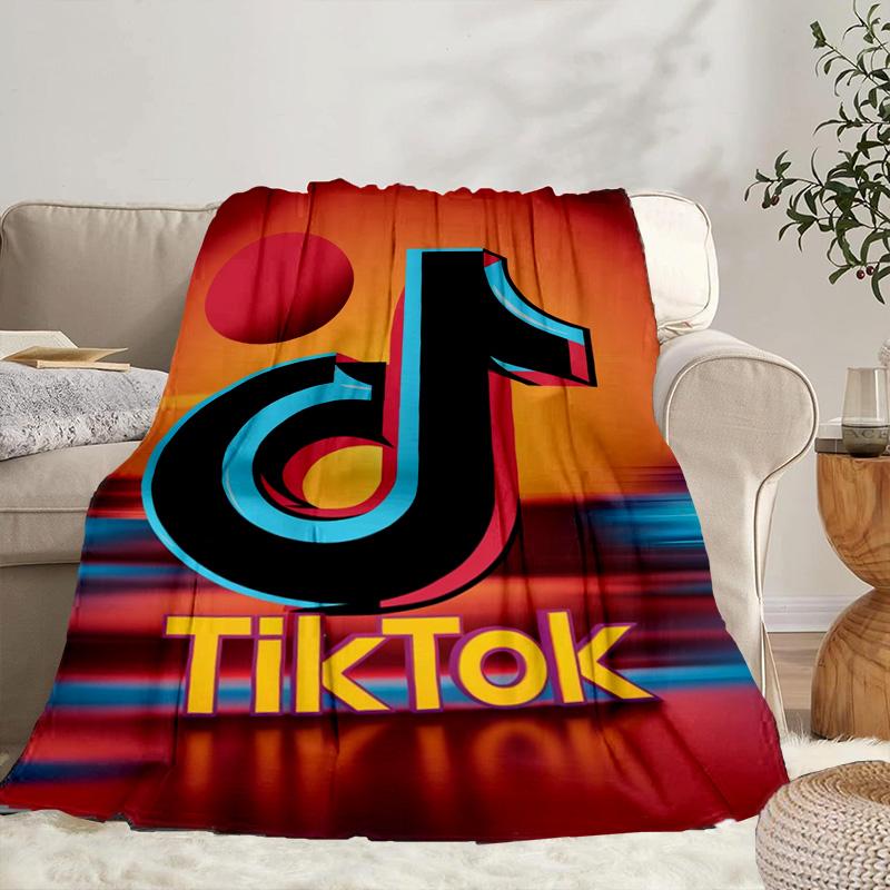Neon Tiktok Logo Art Portable Blanket/Soft Blanket Bedding Blanket Suitable for Travel Camping Living Rooms Offices Sofas Fan Gifts