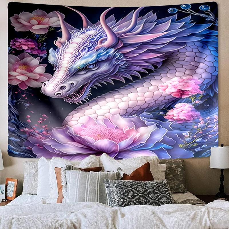 Golden Dragon Circle Tapestry Room Decoration Wall Hanging for Living Room Bedroom, dormitory, Birthday and Christmas gifts
