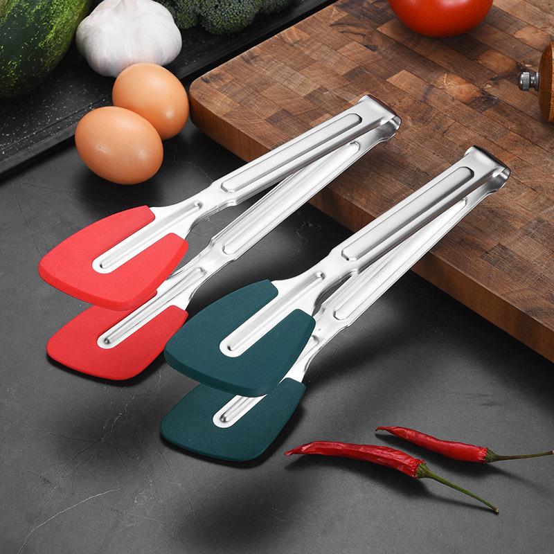 304 Stainless Steel Silicone Head BBQ Tongs Kitchen Anti-Slip Long Handle Food Steak Bread Clip Serving Clamp Cooking Utensils