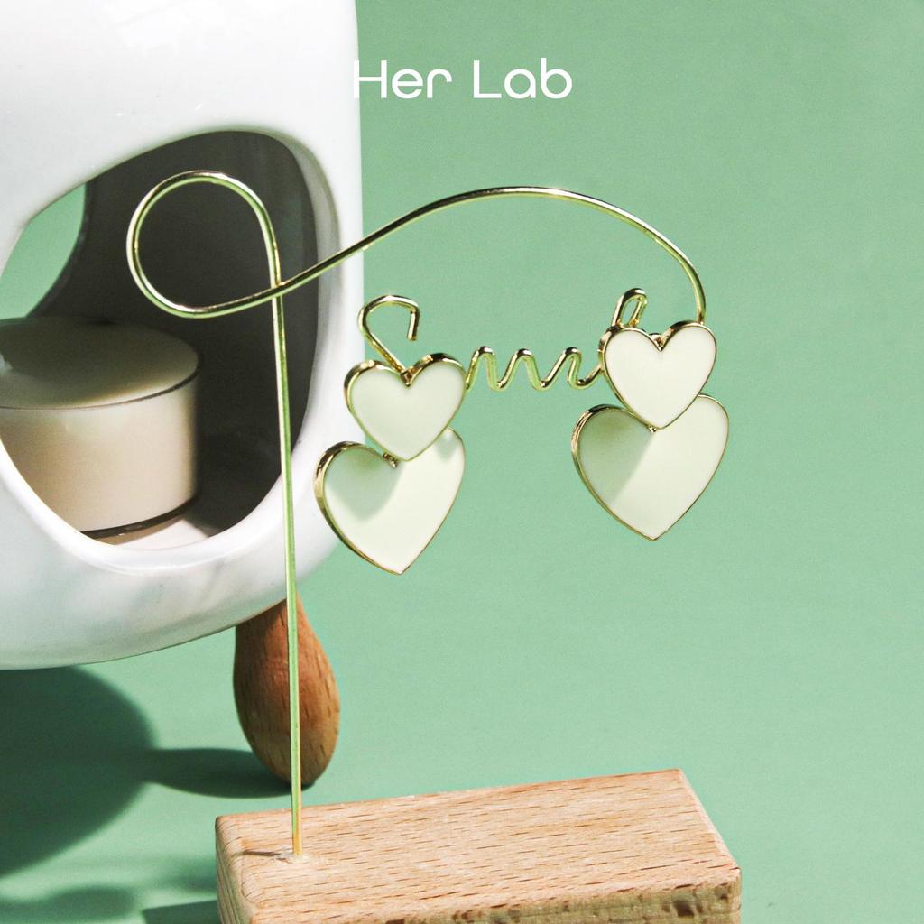 Her Lab | Handmade Colorful Metal Heart Stud Earrings Cute Women's Stud Earrings Korean Style Lightweight Hypoallergenic