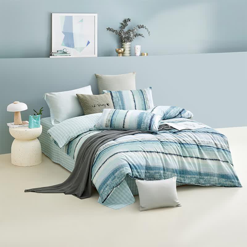 Luolai Super Soft Azure Coast Cotton Four-Piece Bedding Set