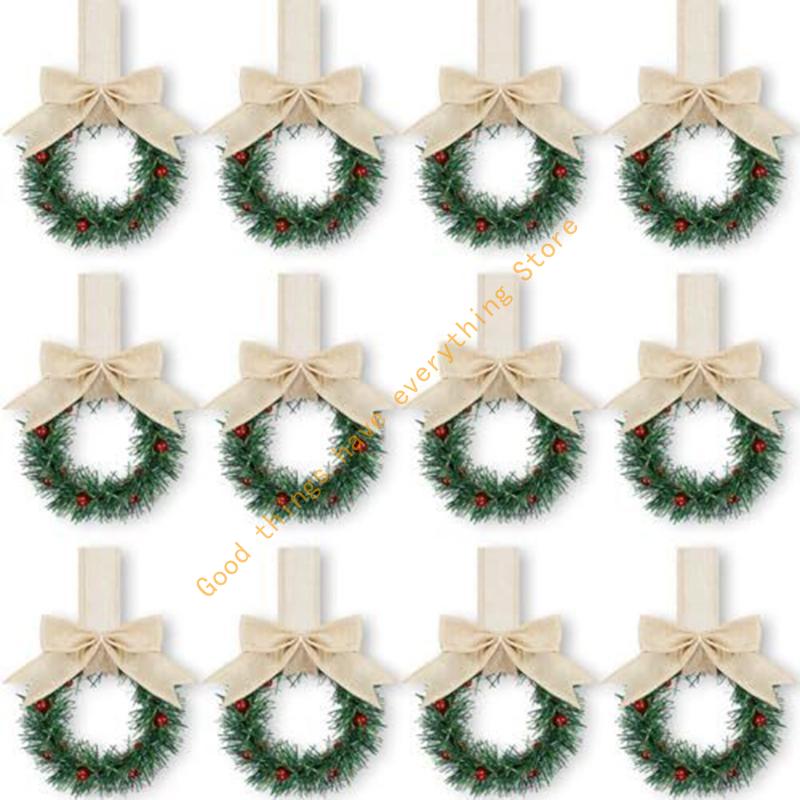12Pcs Artificial Berries Wreath Christmas Wreath for Kitchen Cabinet Front Door 55KF льняной