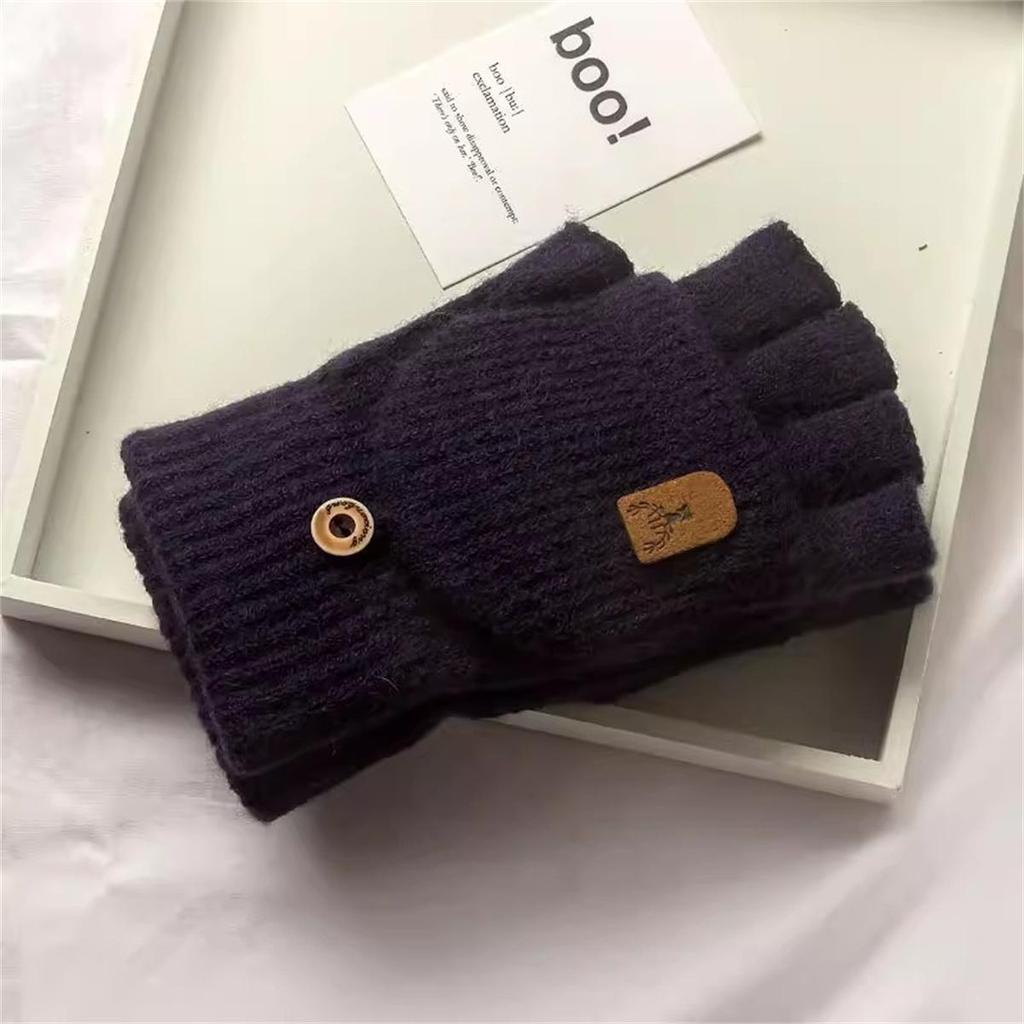 Knitted Fingerless Covered Gloves Autumn and Winter Thick Warm Touch Screen Gloves Men and Women Gloves Warm Half Finger Student