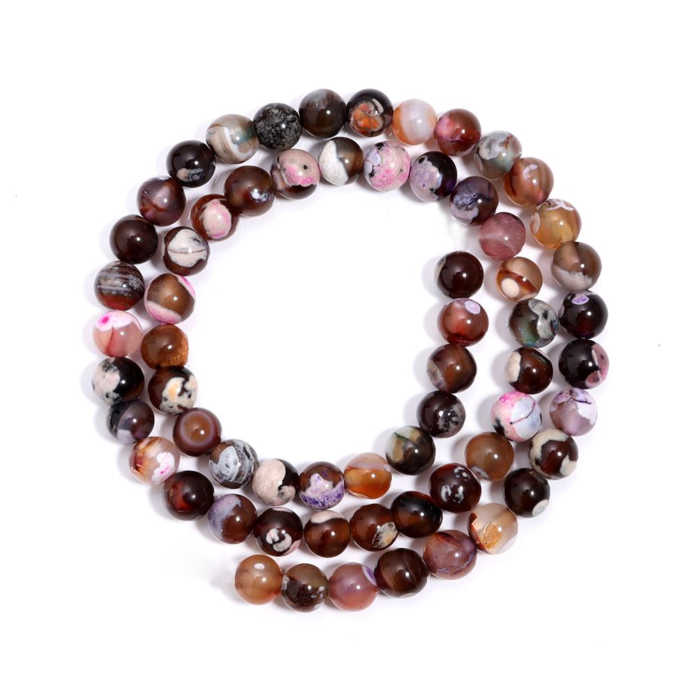 

6/8/10mm Two Color Fire Agate Natural Stone Beads Orange Round Loose Beads For Jewelry Making DIY Necklace Bracelets Accessories