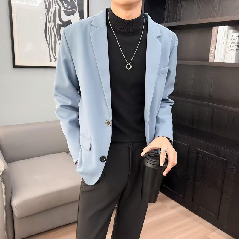 

Мужской приталенный повседневный пиджак в корейском стиле – модный образ для зрелого возраста на весну/осень L озеро синий