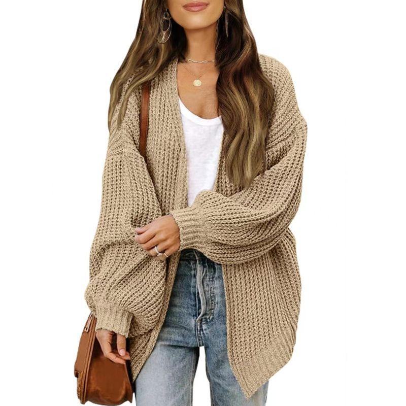 Spring, Autumn and Winter New Cross-Border New Solid Students Fashion Loose Vintage sweater Outerwear Leisure Knit cardigan Women