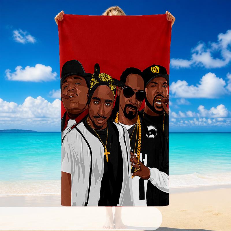Quick Dry Beach Towel Tupac Pattern, Lightweight Absorbent Towel for Pool Beach Vacation Use