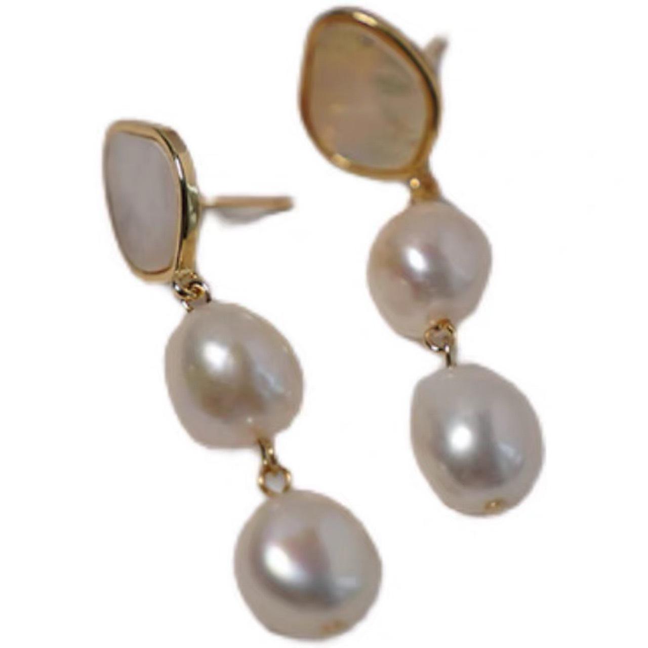 Натуральные пресноводные жемчужные барочные длинные серьги неправильной формы из ракушек универсальные французские романтические ретро Silver needle