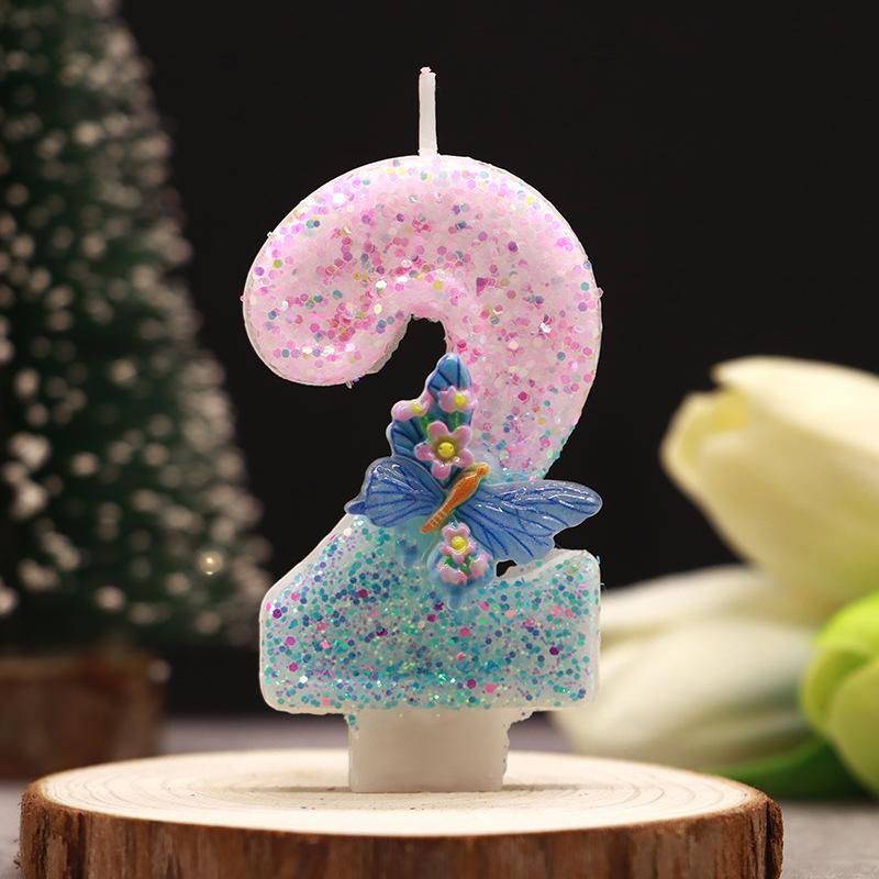 0-9 Number Cake Candles Party Supplies Pink Butterflies Candles Accessories Cake Shop Props Valentine's Anniversary Candles Blue