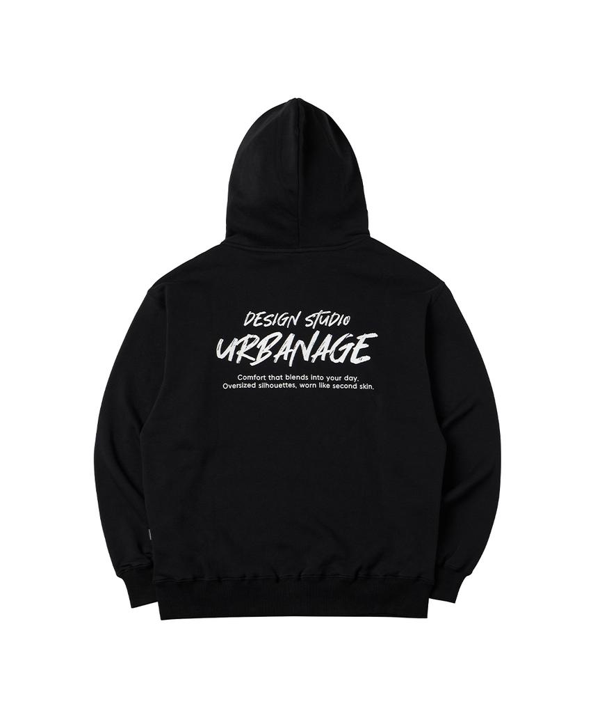 Urbanage Design Studio Logo Oversized Zip-Up Hoodie_Black