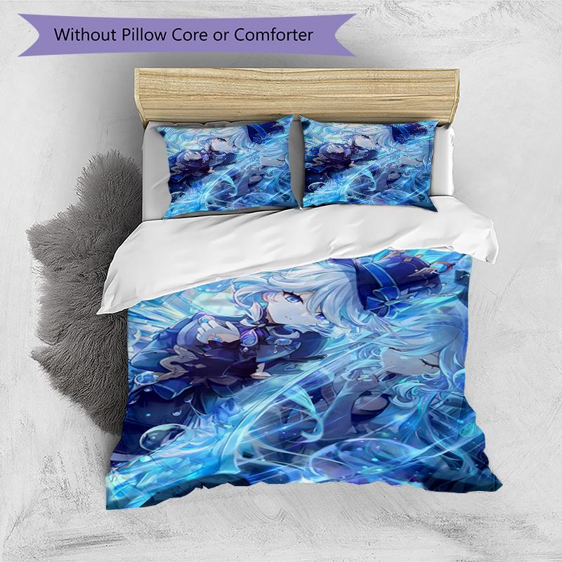 3pcs Genshin Impact Furina1 Design Cover Set - HD Printed Bedding with 1 Cover and 2 Pillowcases - Perfect for Home and Dorm Decor