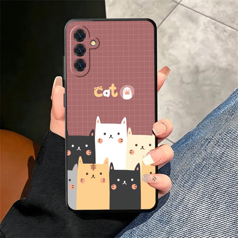 Cartoon Cute Cats Theme Soft Phone Case for Samsung A17 A37 A57 A16 A26 A36 A56 A15 A25 A35 A55 A14 A24 A34 A54 A13 A23 A33 A53