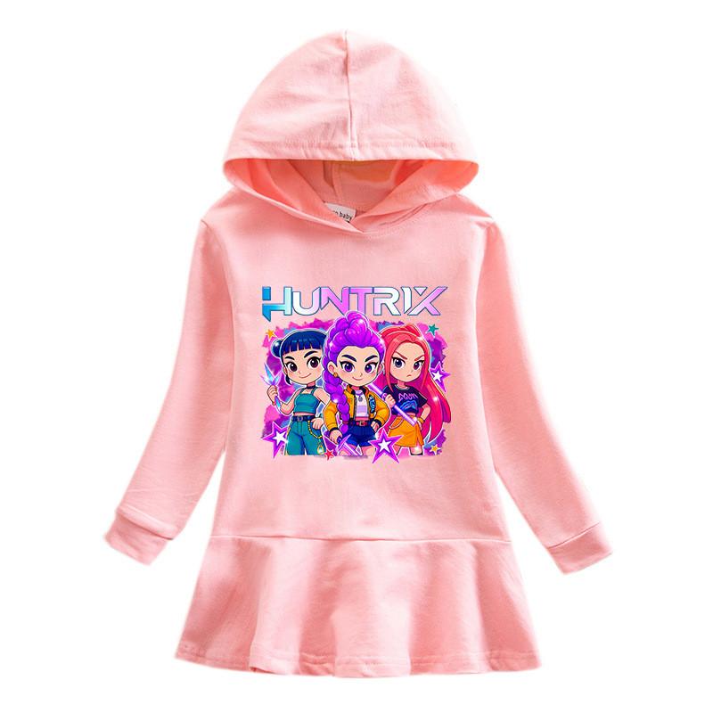 Girls Kpop Rumi Zoey Mira Hunters Printed Colorful Cute Hooded Dress