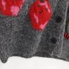 Women's French Retro Cherry Jacquard Knitwear - Soft, Fluffy Mink Fur Round Neck Top for Autumn/Winter