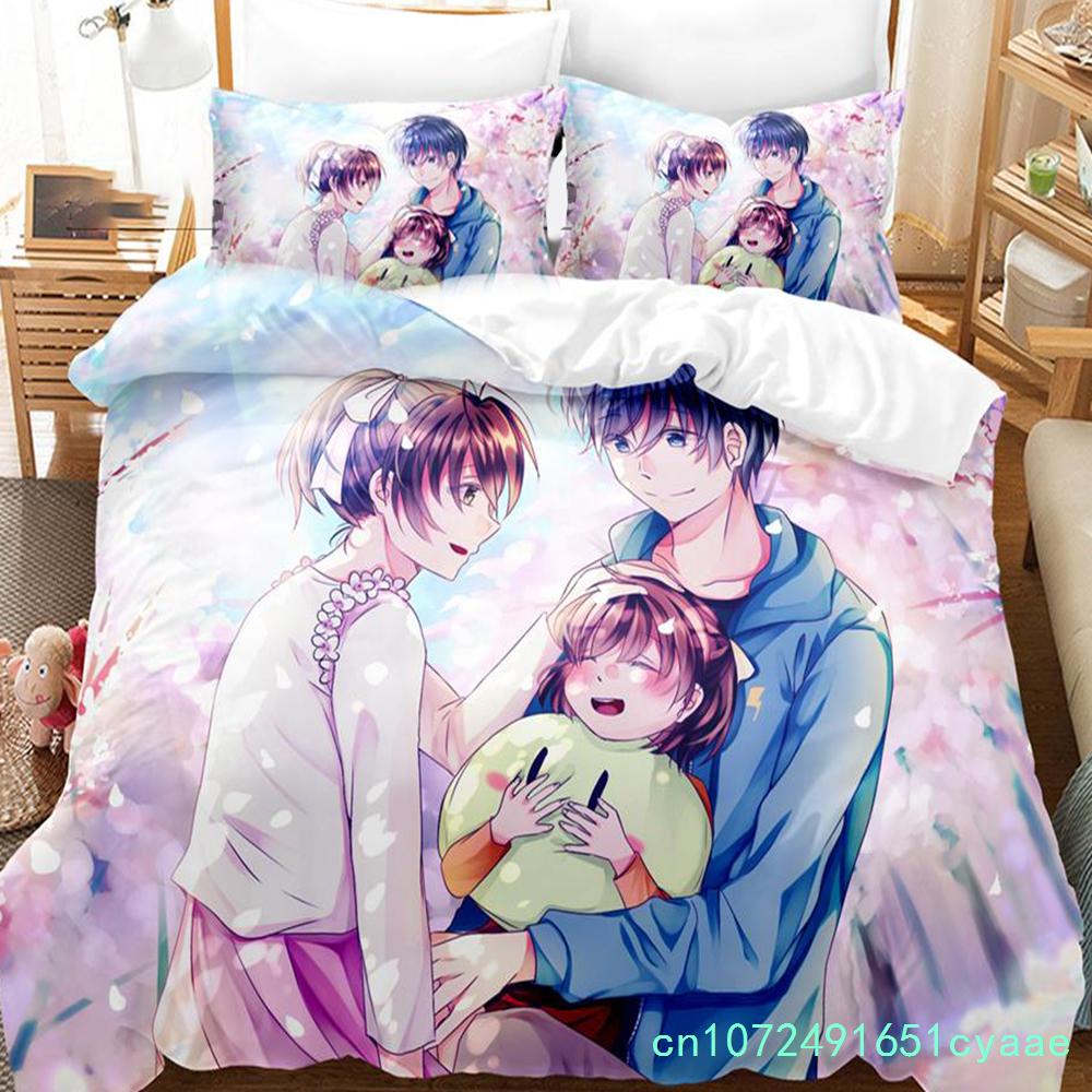 Anime Clannad Nagisa Furukawa Ložní souprava pro chlapce a dívky, velikost Twin Queen Size, povlak na peřinu a polštář, postel pro děti a dospělé, domácí textilní oblečení