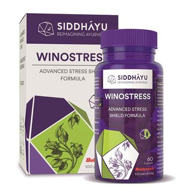 Siddhayu Winostress Kräuter-Stressunterstützung Tabletten 60 Kapseln Beruhigter Geist Entspannung Energie Fokus