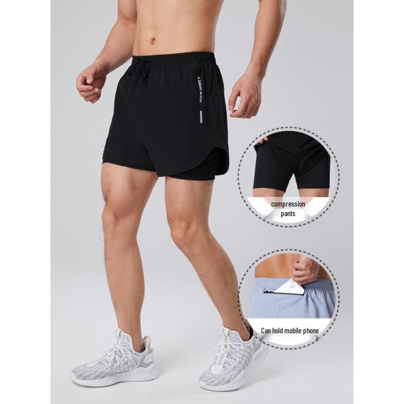

Men s Summer Quick-Dry Two-In-One Running Shorts 4XL сірий колір