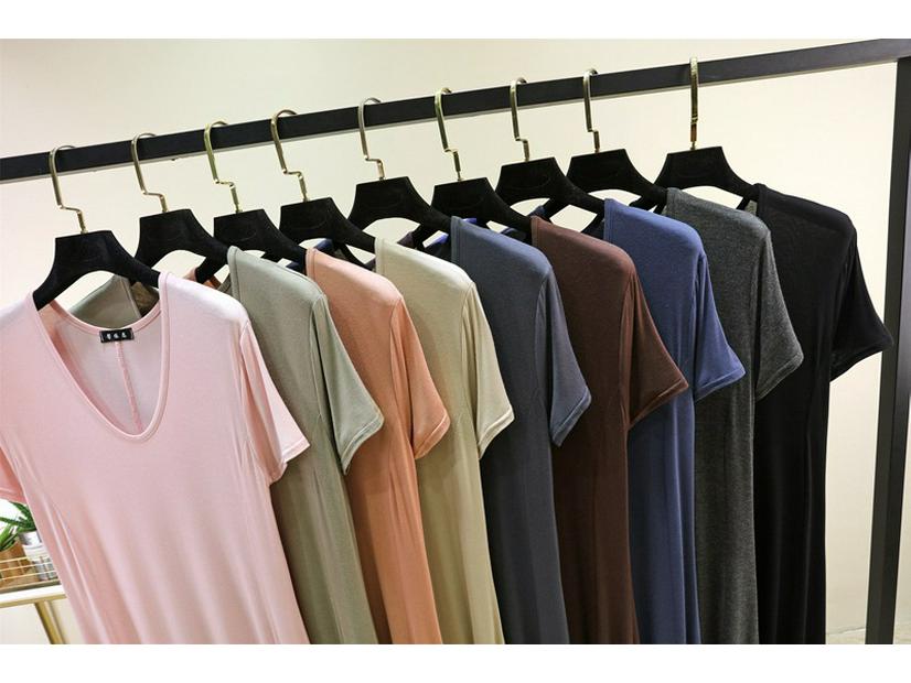 Modal V-Neck Plus Size Casual Long Dress - Women's Spring/Summer