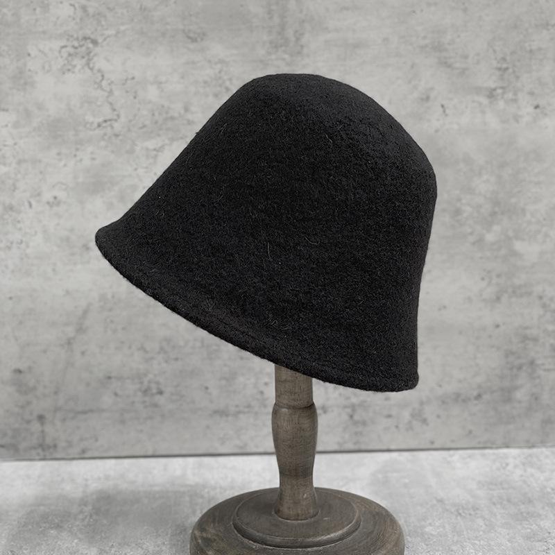 Soft And Wide Foldable Simple Australian Hair Bucket Hat Women'S Tide Warm Candy Color Wool Bucket Hat