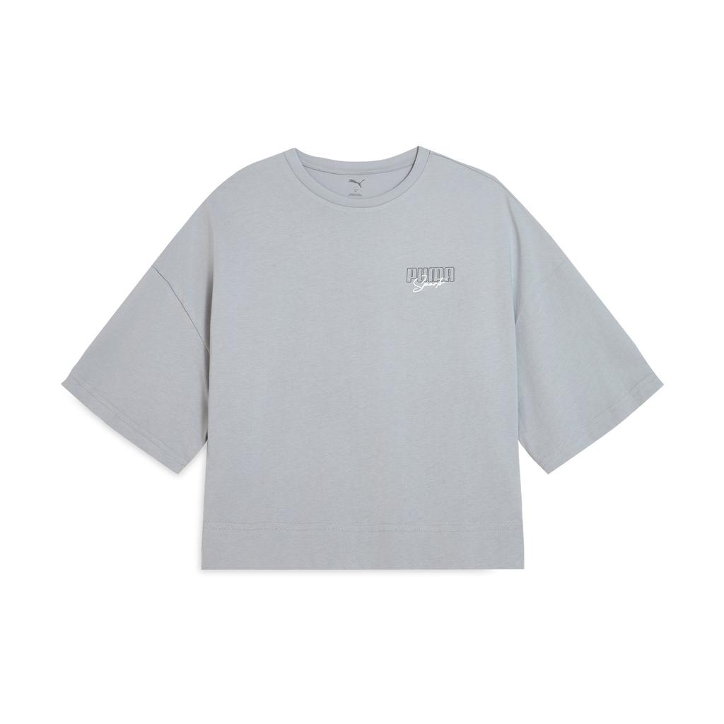 New PUMA Elevatedgraphic Drop Shoulder Sleeve T Shirt Women's Light Gray 633789-20