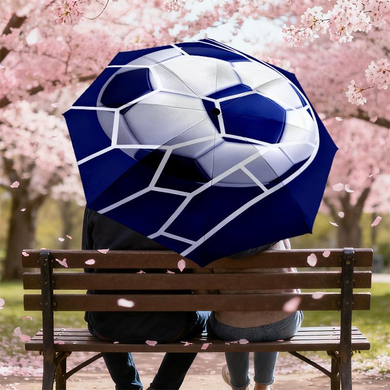 1pc Soccer Goal Pattern Umbrella Design Automatic Opening and Closing Umbrella, High-quality Travel Umbrella,  C1128217