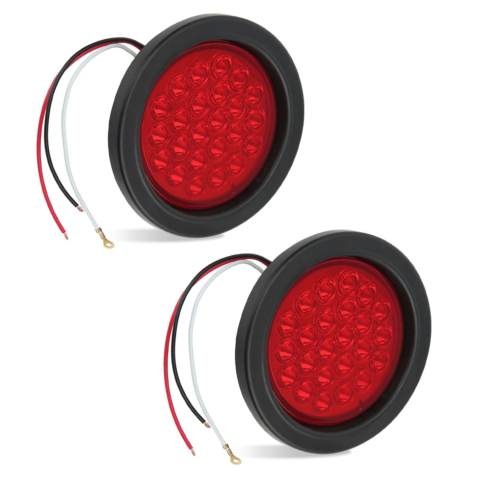 

2 шт. 4-дюймовых круглых задних фонаря для прицепа, высокая яркость, красный 24 светодиода, стоп-сигнал, водостойкие для тяжелых