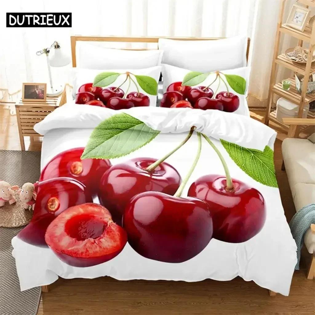 Red cherry Bedding Set Duvet Cover Set 3d Bedding Digital Printing Bed Queen Size Bedding Set Fashion Design